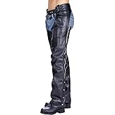 Milwaukee Leather LKM5723 Classic Black Leather Unisex Motorcycle Riding Biker Chaps for Men and Women - 34