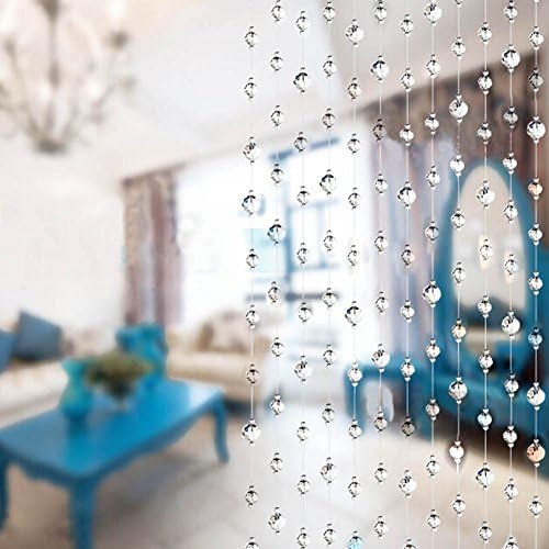 LEMON HOUR 10 pcs Glass Crystal Bead Curtain Fashion Luxury Home Living Room Bedroom Decor Wedding backdrop (Transparent white)