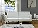 Jolene Tufted Split Back Futon, Mid Century Modern Convertible Sofa Bed for Small Rooms, Faux Leather Couch with Elegant Design, Perfect for Your Modern Living Room or Guest Room - White, Faux Leather