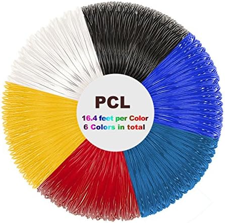 3D Pen PCL Filament(1.75mm, 98.4 Feet), Low Temperature Refills - Total 98.4 Feet of 6 Colors, 16.4 Feet for Each Color
