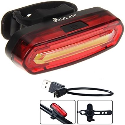 Wolfland Bike tail light USB Rechargeable Ultra-bright 6 Modes In One Rear LED Safety Strobe Flashing Fits on Road Bikes, Helmets, Bags(Red and White)