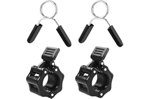 Vekol 1 Inch Barbell Clamps, 25MM Stainless Steel Spring Collar Clips and ABS Locking Barbell Collar, Pack of 4 Exercise Coll