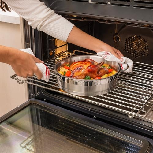 Lagostina Moderna 12-Piece Stainless Steel Cookware Set, Commercial Capsule Base, Induction Safe Pots and Pan Set Includes Saucepan, Casserole, Dutch Oven & Lids, Oven Safe up to 400°F / 204ºC