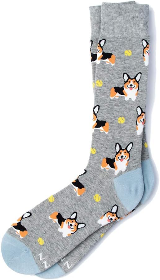 Men's Designer Life's Ruff Corgi Dog Animal Contemporary Crew Dress Socks