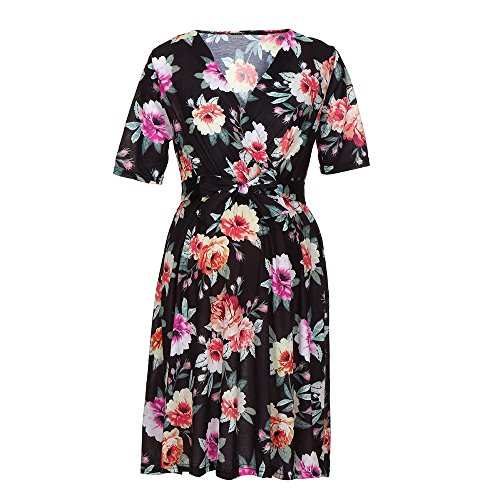 Londony ♥‿♥ Clearance Clothing 815,Women's Pregnancy Floral Print Dress Maternity Short Sleeve Sundress Clothing