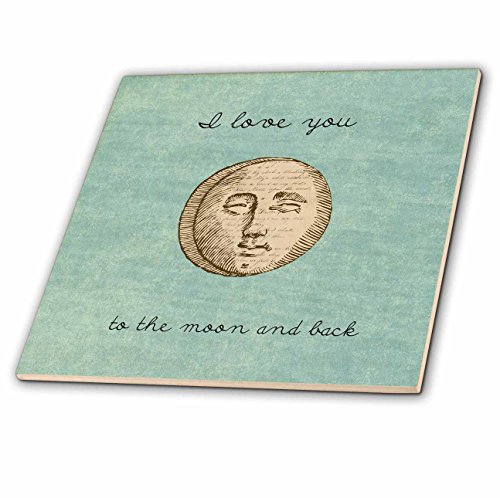 3dRose ct_152137_3 I Love You to The Moon and Back Inspirational Art-Ceramic Tile, 8-Inch
