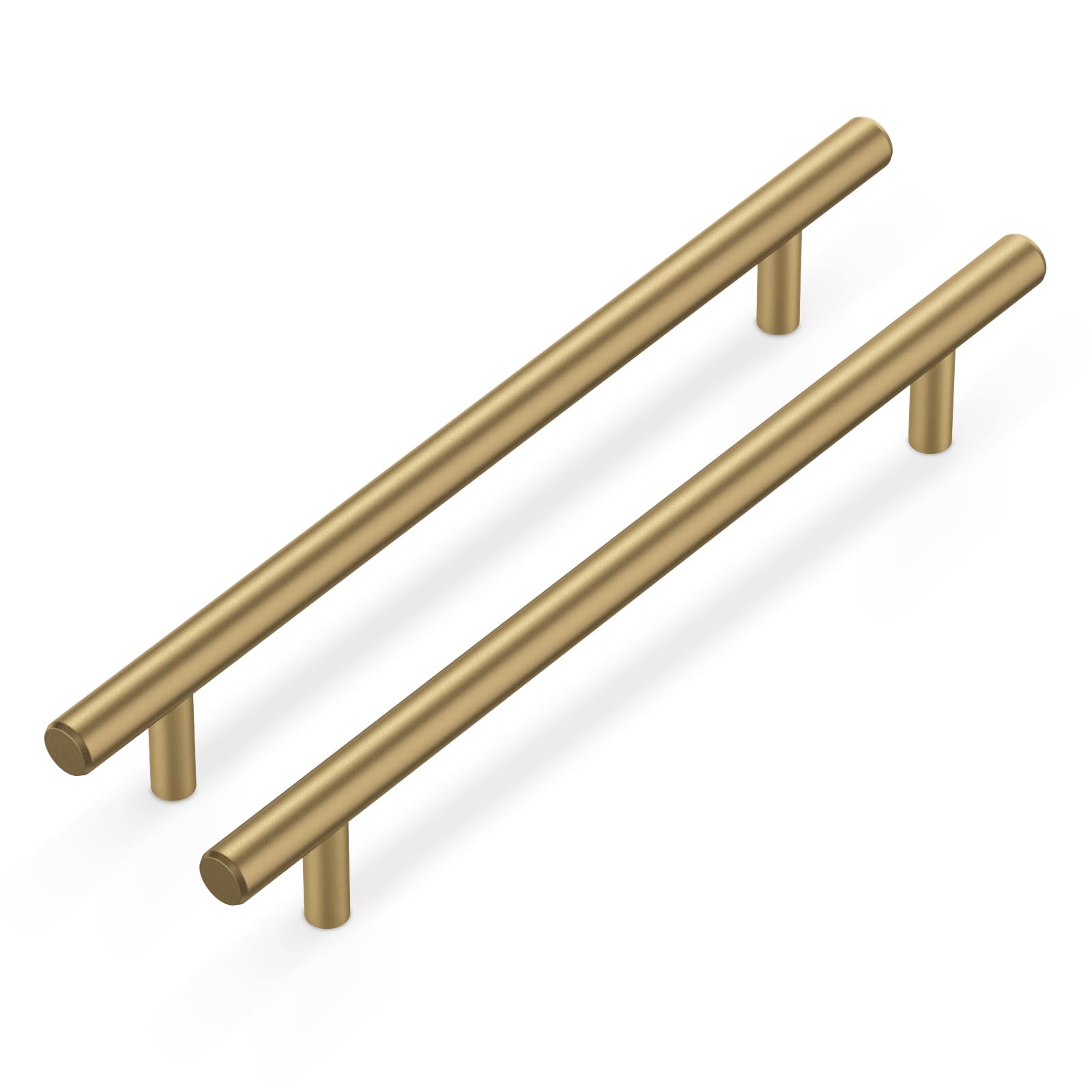 LONTAN 10 Pack 128mm Drawer & Door Handles - Champagne Bronze & Stainless Steel Kitchen & Bathroom Cupboard Handles