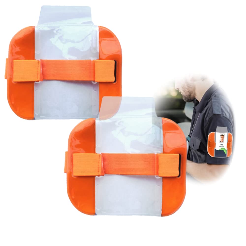LdawyDE Ski Pass Holder, 2 Pcs Security Arm Sia Badge Holder License ID Card Insignia Id Card Holders with Adjustable Armbands for Medical Security Warehouse Factory Staff Doorman