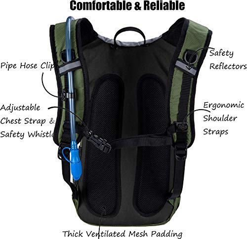 Hydration Backpack 2L Water Bladder - Insulated Lightweight Pack Running Hiking Riding Camping Cycling Climbing Fits Men & Women