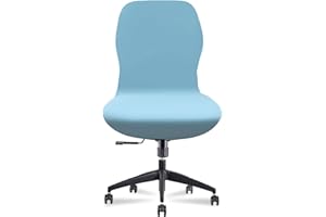 Deisy Dee Velvet Stretch Armless Office Chair Covers - Colorful Stretch Slipcover for Desk Chairs (Baby Blue)