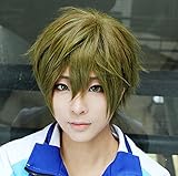 Happylifehere Japanese Anime Short Layered Green Brown Mixed Cosplay Costume Wig