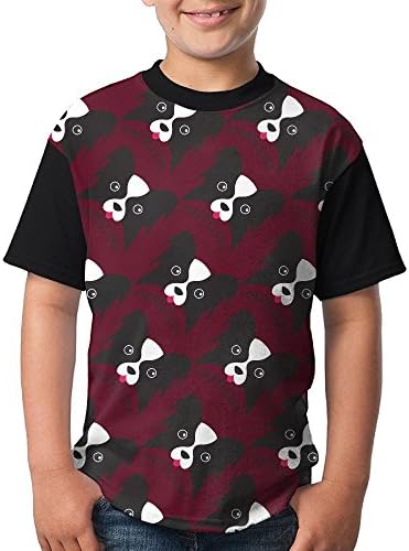 Cute Papillon Dog Cartoon Boys Crew Neck Short Sleeve 3D Printed Tee Shirt