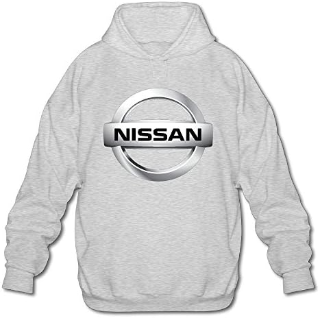 Men's Nissan Logo Long Sleeve Hooded Sweatshirt Small Ash Apparel