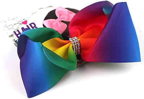 Raibow color Grosgain ribbons with rhinestones For cheerleader dance