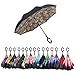 AWEOODS Double Layer Inverted Umbrella Cars Reversible Umbrella (peacock black)