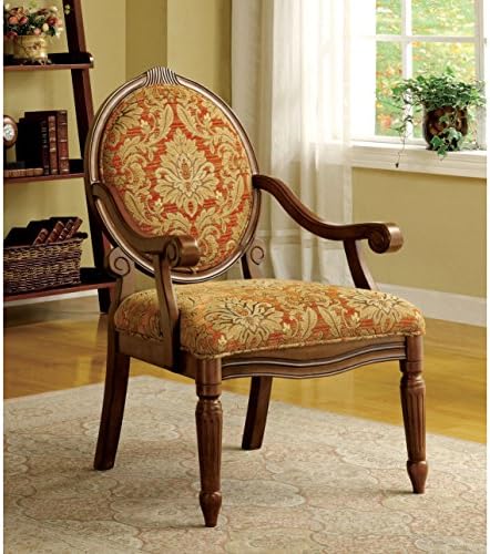 Metro Shop Furniture of America Letitia Victorian Style Antique Oak Accent Chair-Antique Oak