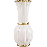 YUSHUIHOME White and Gold Ceramic Vase Decoration,Home Living Room Center Decorative Bottle for Living Room Dining Center Decoration. Office. Hotel. Dining Room