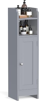 VASAGLE Slim Bathroom Storage Cabinet Dove Grey BBC310P36 20x18x80 cm view 2