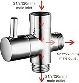 JZK 3-Way Shower Arm Diverter Valve 1/2 G1/2 Brass Chrome Plated view 5