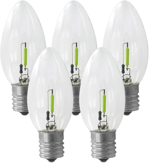 Amazon Norah Decor クリアガラス Ledフィラメント C9 クリスマス 交換用 白熱電球 0 5w 商用グレード 超高輝度led 燭台e17ベースソケットに適合 25個パック グリーン 25ct C9cg1 0 5w G Norah Decor Led電球
