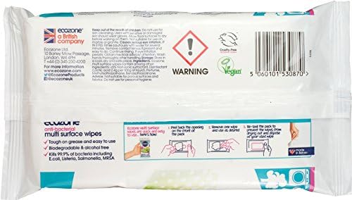 EcoZone Anti-Bacterial Multi-Surface Wipes, Biodegradable Moist Wet Anti Bac Disposable Cleaning Cloths - Image 3