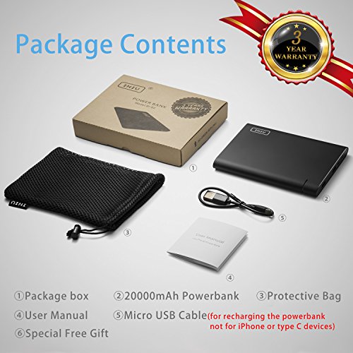 image for INIU 20000 mAh Portable Power Bank LED Display Ultra Slim 2 USB Ports 