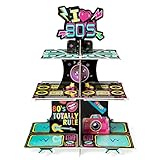 Haooryx 80s Party Decorations Cupcake Stand, 3 Tier