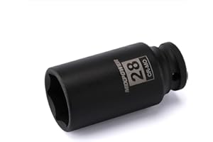 MIXPOWER 1/2-Inch Drive Deep Impact Socket - 28mm, Metric, CR-MO, 6-Point, Deep, 1/2"Dr. Axle Nut Socket Impact Grade for Easy Removal