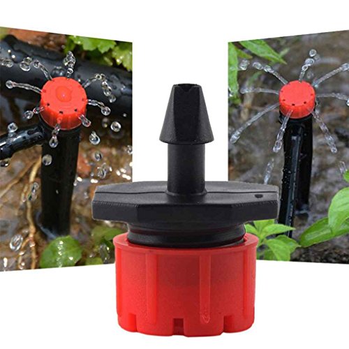 50Pcs Gardening Micro Flow Drip Head 1/4 Inch Barb Adjustable Irrigation Drippers Sprinklers Emitter Drip MuLuo