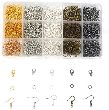 IRISFLY 1250 Pieces Jewelry Making Kit with Open Jump Rings, Lobster Clasps, Earring Hooks