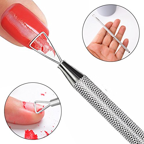 Nail Art Soak Off Gel Polish Cuticle Pusher Peeler Scraper Remover Tools with Unique Triangle Tip Design Stainless Steel by GADGETS ENTREPOT - Thumbnail 7