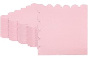 HEIPINIUYE 50 Pieces 2-ply Light Pink Napkin Disposable Scalloped Cocktail Napkins Beverage Napkins Dessert Napkins Paper Napkins for Wedding Birthday Party Paper Dinner Napkins
