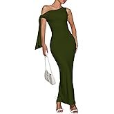Narecte Women's Cocktail Dresses Summer One Shoulder Asymmetrical Tie Bodycon Dress Elegant Formal Wedding Guest Dress
