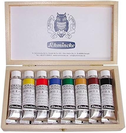 Schmincke HORADAM Gouache Gouache Set in Wood Box (8 x 15 ml Tubes Gouache 72 408 097 by Schmincke Knstlerfarben