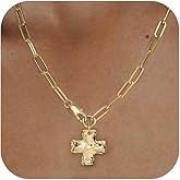 OLYNZO Chunky Cross Necklace for Women Trendy 14K Gold Silver Plated Statement Big Cross Pendant Paperclip Chain Charm Necklaces Religious Faith Easter Basket Stuffers Baptism Costume Jewelry Gift