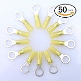 Glarks 50pcs 12-10 Gauge M10 Ring Nylon Heat Shrink Waterproof Quick Disconnect Electrical Insulated Crimp Terminals Connectors Assortment Kit