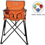 ciao baby - Portable High Chair with Rattle Teether Toy - Orange
