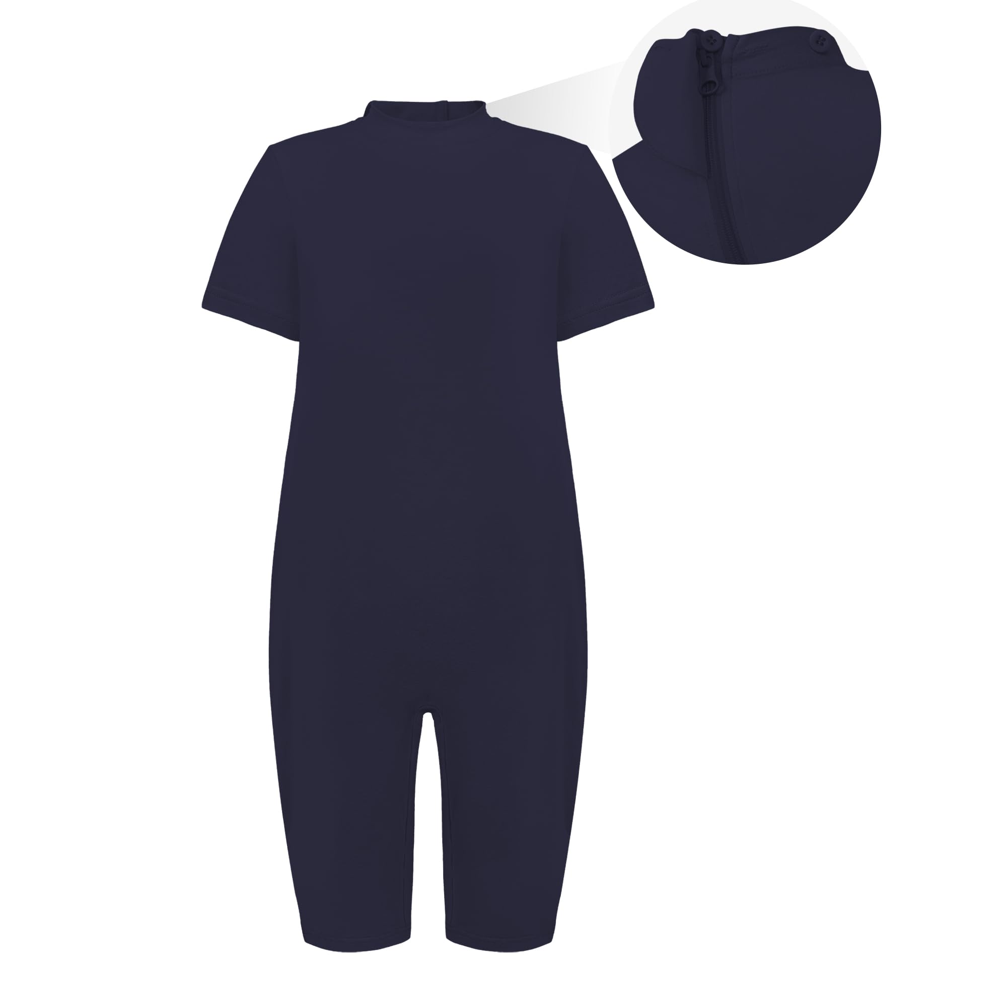 Photo 1 of EEOST Adaptive Clothing for Kids Special Needs Autism Sensory Jumpsuit Anti-Strip Romper with Back Zipper Sizes 3-16 Years (Navy, 7-8 Years Old)