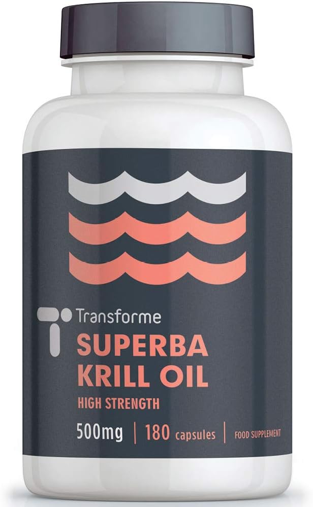 Antarctic Red Krill Oil Capsules High Strength 1000mg, 2 Capsule Serving, 180 500mg Superba Krill Oil Capsules