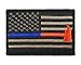 Thin Blue and Red Line Flag Police Firefighter Axe Hook and Loop Fully Embroidered Morale Tags Patch (Coyote and Black)