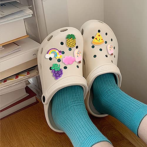 BigOtters 40 PCS Rainbow Fruit Shoe Charms, Wristband Bracelet Charms Shoe Decoration Charms Party Gift Decor for Girls and Boys Slip-ons