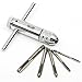 Tonsiki Adjustable M3-M8 3mm-8mm HSS T-Handle Reversible Ratchet Wrench Tapping Threading Tool with Sliver Hand Screw Tap