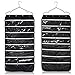 Alezywels Hanging Jewelry Organizer Bag (56-Pockets) Dual-Sided, Thick Oxford Fabric, Zippered Storage, Clear PVC Plastic Windows, Roll-Up, Portable Travel, Rings, Earrings, Necklaces (Black)
