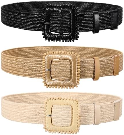 Amazon.com: WHIPPY 3 Packs Women Straw Woven Elastic Stretch  display picture 1