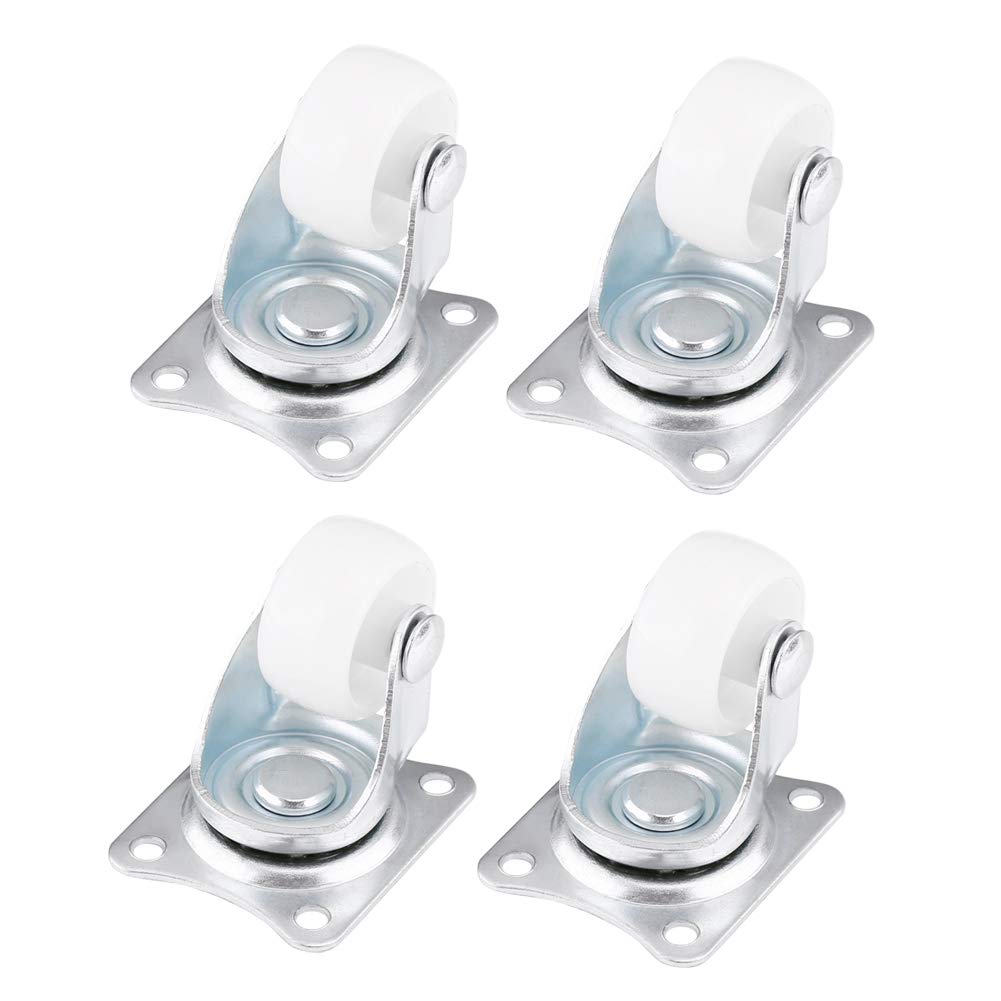 Wheels for Furniture, Casters Wheels, Rubber Swivel Castor Wheels Trolley Furniture Caster 4pcs Universal Swivel Casters 1" Wheels White Roller Wheel for Furniture Trolley Chair