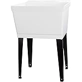 19 Gallon Utility Sink Laundry Tub by JS Jackson Supplies with Adjustable Metal Legs, Ideal for Laundry room, Basement, or Ga