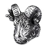 Moluss Men's 316L Stainless Steel Vintage Black Big Sheep Goat Head Skull Gothic Ring