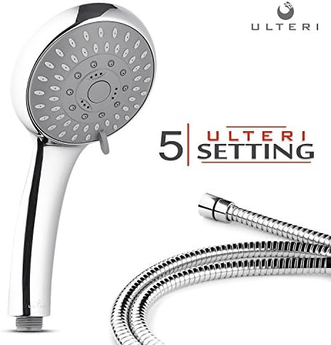Hand Held Shower-Head, Luxury Multi Function Spray, Rainfall, Chome Finish + 60'' Hose + Bracket &amp; FREE: Teflon Tape