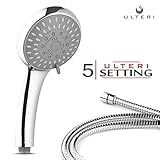 Hand Held Shower-Head, Luxury Multi Function Spray, Rainfall, Chome Finish + 60'' Hose + Bracket & FREE: Teflon Tape