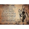 Poster in metallo con scritta Viking Warrior Mom To My Son Never Feel That You Are Alone, idea regalo per gli amanti della famiglia, per camera da